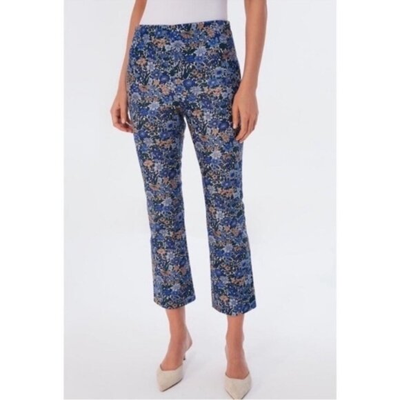 Tuckernuck Wild Hyacinth Ashford Pants XXS Blue Floral Cropped Trouser NWT - Picture 1 of 5